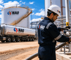 Abastecimiento de diésel para operación industrial con camión cisterna y tanques de almacenamiento