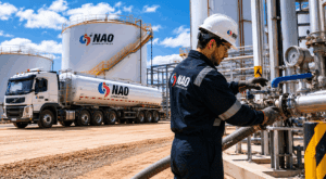 Abastecimiento de diésel para operación industrial con camión cisterna y tanques de almacenamiento